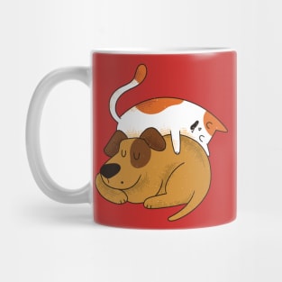 Cat And Dog Sleeping Mug